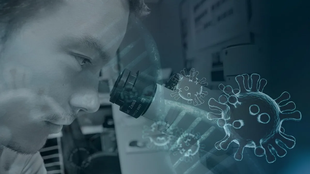 Laboratoire médico-légal avec équipements d'analyse ADN et tubes d'échantillons